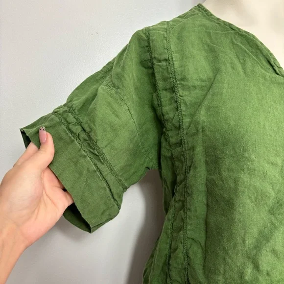 Zara green linen top - Picture 3 of 7